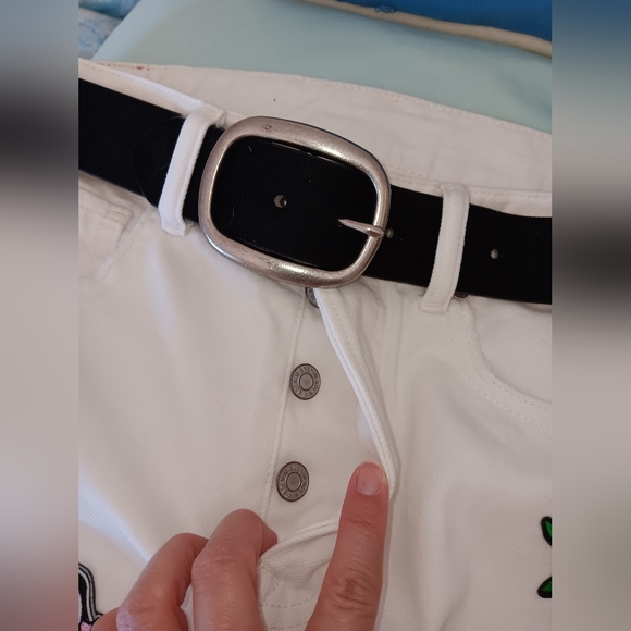 One-of-a-Kind Upcycled Witchy Denim Mini Skirt – Distressed White, NWOT - Picture 9 of 16